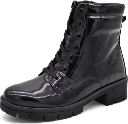 Jana Dames Veterboot - 25263-018 Zwart Lak - Wijdte H - Maat 39