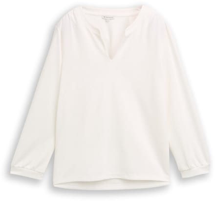 Tom Tailor - Shirt met lange mouwen en ruches - Maat M - Whisper White