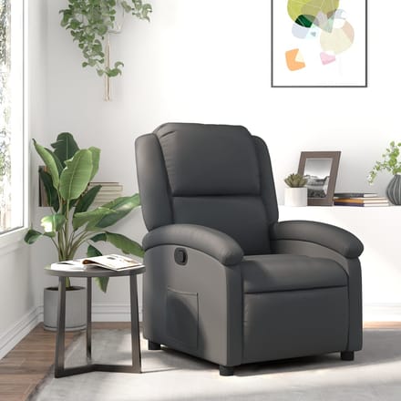 vidaXL - Relaxfauteuil - Grijs - Echt - Leer