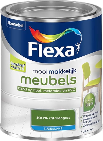 Flexa - Mooi Makkelijk Meubels Zijdeglans - 100% Citroengras - Mengverf - 750 Ml