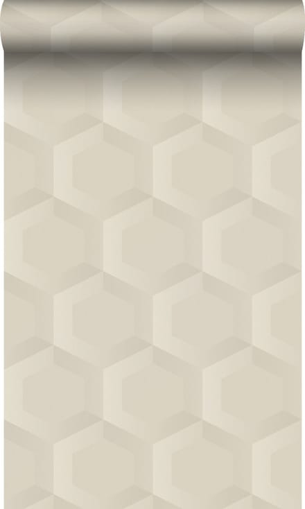 Origin Wallcoverings behang 3d hexagon motief lichtbeige - 53 cm x 10.05 m - 348018
