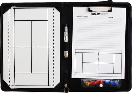 Coachmap padel / tennis - Tactiekmap - Trainersmap - Lederen map met magneten, notitieblok en accessoires