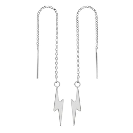 Zilveren oorbellen - chain design - bliksemschicht - 925 zilver