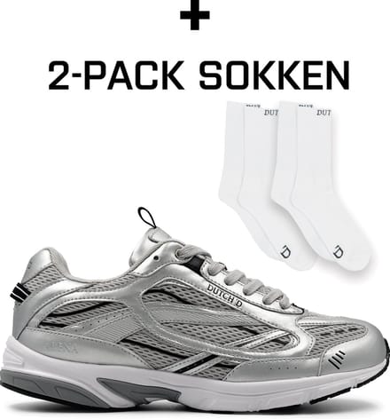 Dutch'D - Sneaker + 2 Pack Sokken - Silver - Arena - Maat 46