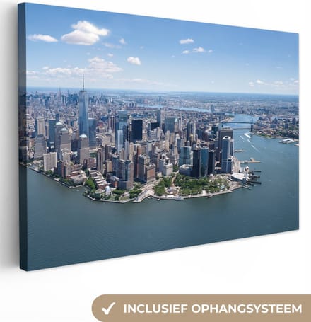 Canvas Schilderij New York - USA - Skyline - 30x20 cm - Wanddecoratie