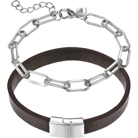 Echte leren/roestvrijstalen armband Marc Lauder