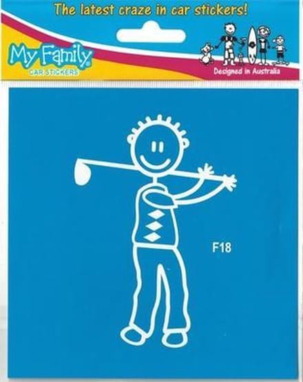Vader met golfstick, (auto) sticker