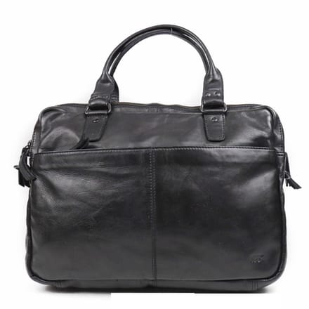 Bear Design Teun Leren Laptoptas -14 inch Laptopvak - Zwart
