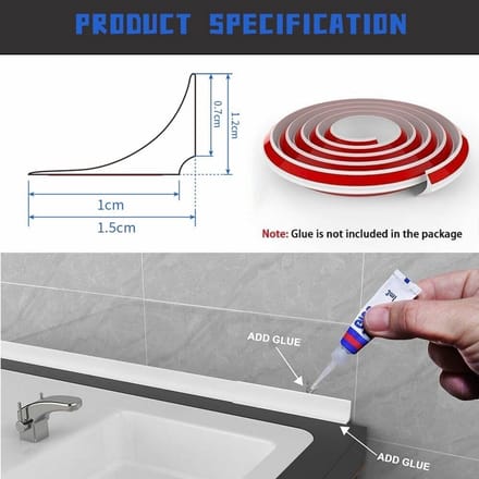 Flexibele Watersperstrip 2 Meter - Zelfklevende Afdichting voor Douche en Keuken