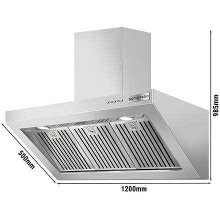 GGM Gastro Plasma Dunstabzugshaube - 1200mm - 96% Abluftreinigungseffizienz - mit Soft Touch-Control, Motor, Filter & Lampe
