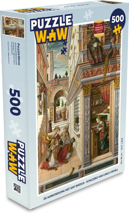 Puzzel De aankondiging met Sint Emidius - Schilderij van Carlo Crivelli - Legpuzzel - Puzzel 500 stukjes