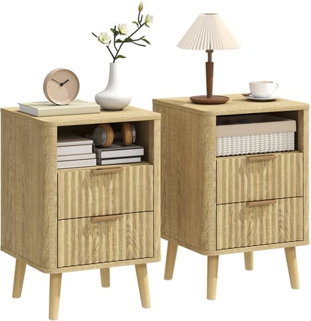 HOMCOM Nachtkastje - MDF, Grenenhout - 40 x 40 x 61 cm - Eikenhout