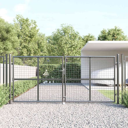 vidaXL - Tuinhek - van - gaas - 300x125 - cm - gegalvaniseerd - staal - antraciet