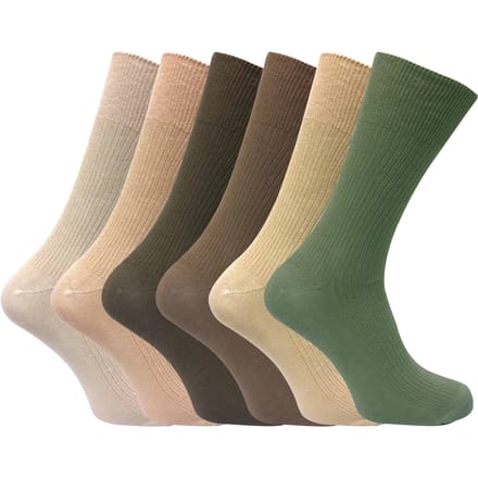Set van 6 sokken zonder elastiek herensokken van 100% katoen - Beige