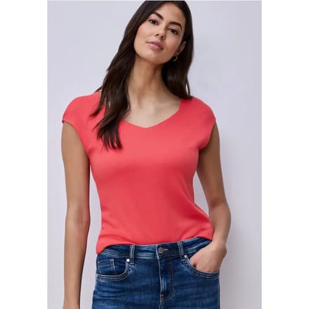 Shirt zonder mouwen met diamanten halslijn