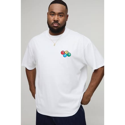 Plus Oversized Plus OFCL 8 Ball Geborduurd T-shirt in Wit | White | Size 2XL