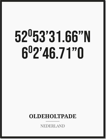 Poster/kaart OLDEHOLTPADE met coördinaten