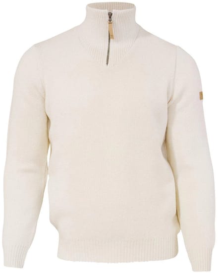 Ivanhoe trui NLS Elm Natural white half zip - 100% zuivere ongeverfde wol - XL