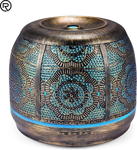 Aroma Diffuser Vintage + 10 ML Aroma Olie - Geurverspreider - Luchtbevochtiger Aromatherapie - 500ML - Metaal