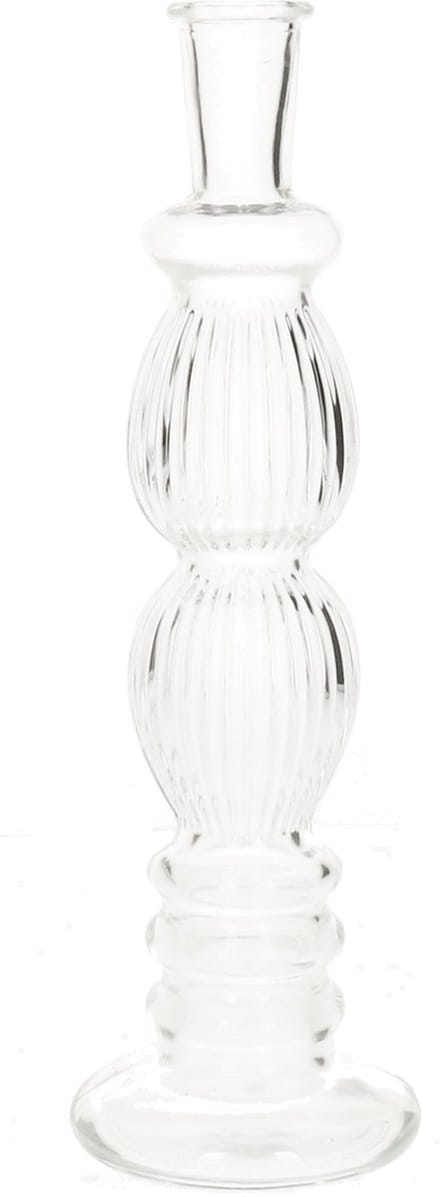 Ideas 4 Seasons Bloemenvaas Florence - transparant glas - ribbel - D9 x H28 cm