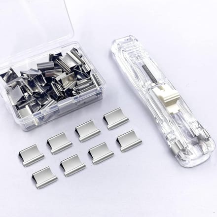 Mini Nietmachine Set - Bureau Nietmachine Tas Sealer - Papier Binden - Herbruikbare Clips - 115x25mm - Transparant Blauw