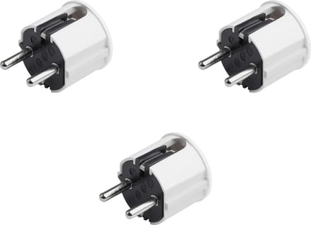 Set van 3 Geaarde Veiligheidsstekkers Wit - 16A 250V - Kunststof voor Binnen