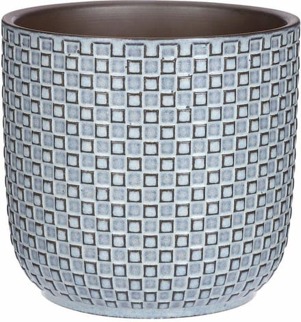 Mica Decorations - Plantenpot/bloempot - Keramiek blauw - D17 x H16 cm
