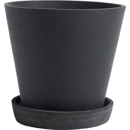 HAY - Bloempot met schotel - L - zwart
