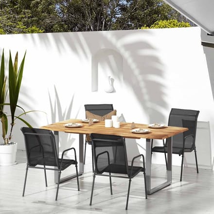 vidaXL - Tuinstoelen - 4 - st - staal - en - textileen - zwart