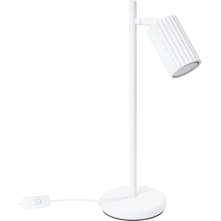 Tafellamp KARBON met geribbelde buiskap - Sollux Lighting - IP20 - Wit aluminium behuizing - 14.5 x 19.5 x 43 cm - 1 x GU10 LED, exclusief lichtbron - Max. 10 W - Minimalistische tafellamp voor gang, hal en woonkamer