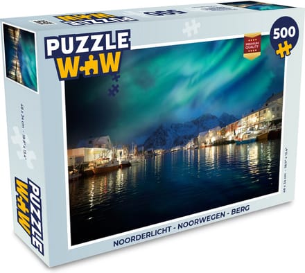 Puzzel Noorderlicht - Noorwegen - Berg - Legpuzzel - Puzzel 500 stukjes