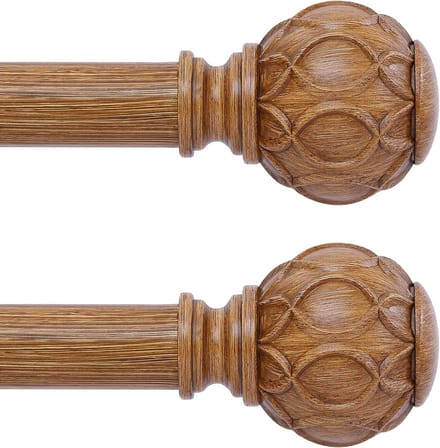 Verstelbare Houten Gordijnroedes Set van 2 - Uitschuifbaar van 168 tot 305 cm - Zware Kwaliteit Rustieke Decoratie