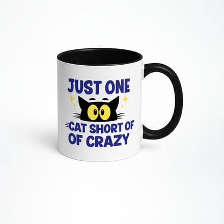 Grappige Koffiemok - Just One Cat Short of Crazy - Unieke Geschenkidee