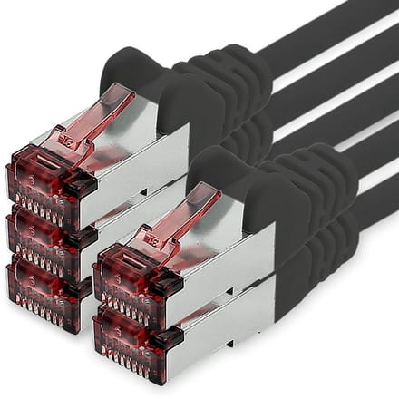10m zwarte netwerkkabel - 5 x Ethernetkabels LAN-kabel Cat6 LAN-netwerkkabel SFTP PiMF-patchkabel 1000 Mbit/s
