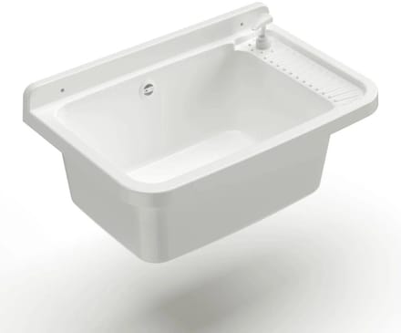Aloni Uitstortgootsteen met Zeepdispenser – Polypropyleen – 60x40x25 cm – Wit