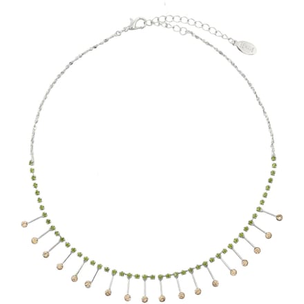Behave - Zilverkleur ketting met groene accenten - Natuurtrend sieraden