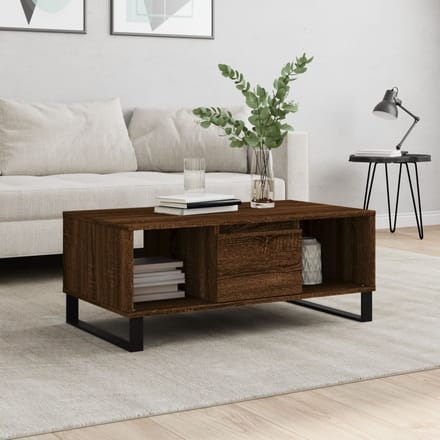 vidaXL Salontafel 90x50x36,5 cm bewerkt hout bruin eikenkleur