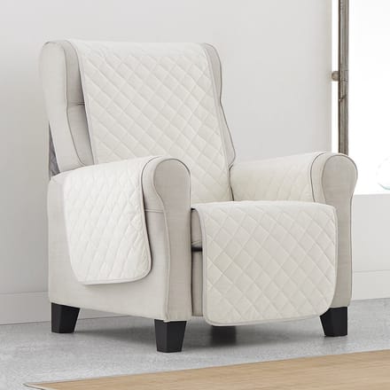 Fauteuilbeschermer Velvet Quilt - 55cm breed - Ivoor - Soft Touch - Anti-slip onderkant