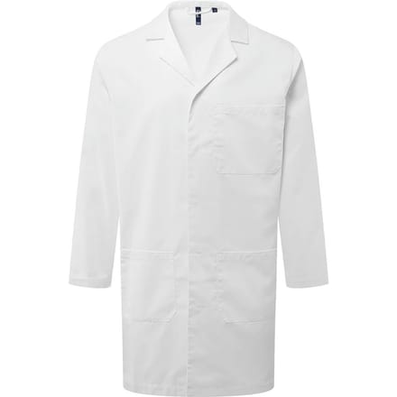 Premier Mannen Essentiële 3 Pocket Werkjas (Wit)