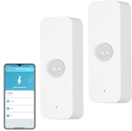 Wifi Bewegingssensor voor Thuisbeveiliging - Draadloze Sensor met App voor Afstandsmonitoring - 2 Stuks