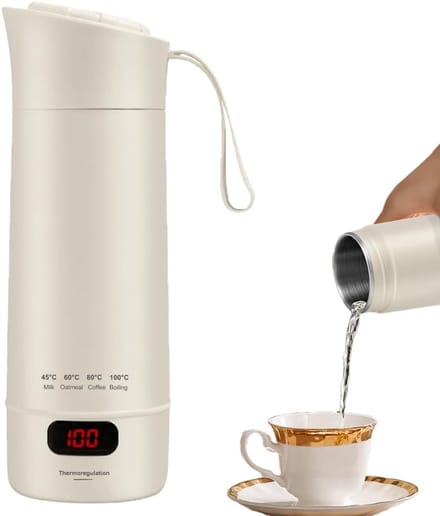 Reis Waterkoker - Mini Cup - Snel Water Koken - Draagbaar Ontwerp - 400ml Capaciteit - Wit