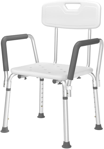 ACXIN Douchekruk Verstelbaar – met armleuningen en rugleuning – wit – 38‑51 cm