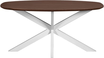 QUVIO Eettafel Sofia - Deens ovaal - 160x90 cm - Witte kruispoot - FSC® gecertificeerd mangohout - Bruin