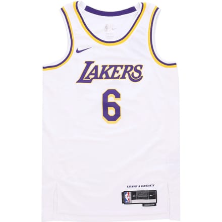 Basketbaltanktop voor heren Nba Dri Fit Swingman Jersey nr. 6 Lebron James Loslak wit