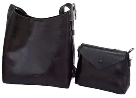 TK-S Set Schoudertas-Shopper + clutch-handtas met schouderriem, zwart