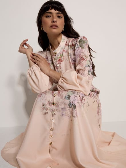 Midi-jurk met vintage bloemenprint