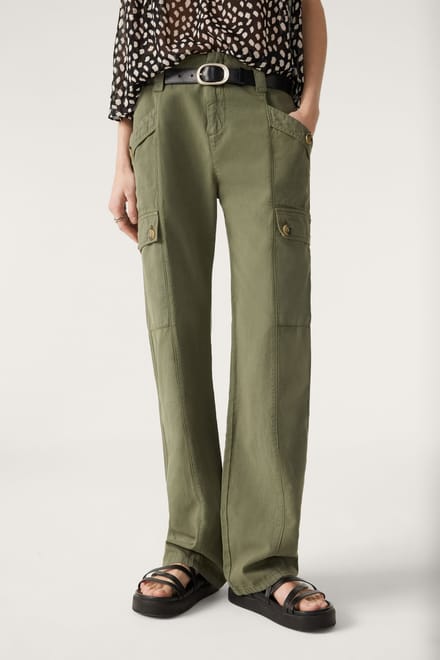 BA&SH Straight Trousers Kaki Maat: 40 | Cargobroeken Outlet | Dames | Bruin