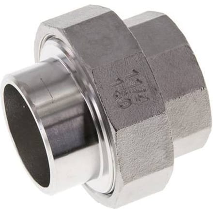 Rechte Koppeling Rp1 1/4'' Binnendraad X 42.4mm Laseinde RVS Vlakke Afdichting PTFE 150bar