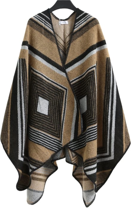 Emilie scarves - poncho - cape - omslagdoek - bruin - zwart