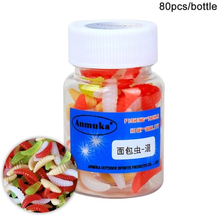 80 stuks 2cm Vislokmiddel Zacht Plastic Kunstmatig Made Eng Worm Zacht Aas Lokmiddelen Mixed,80pcs blue